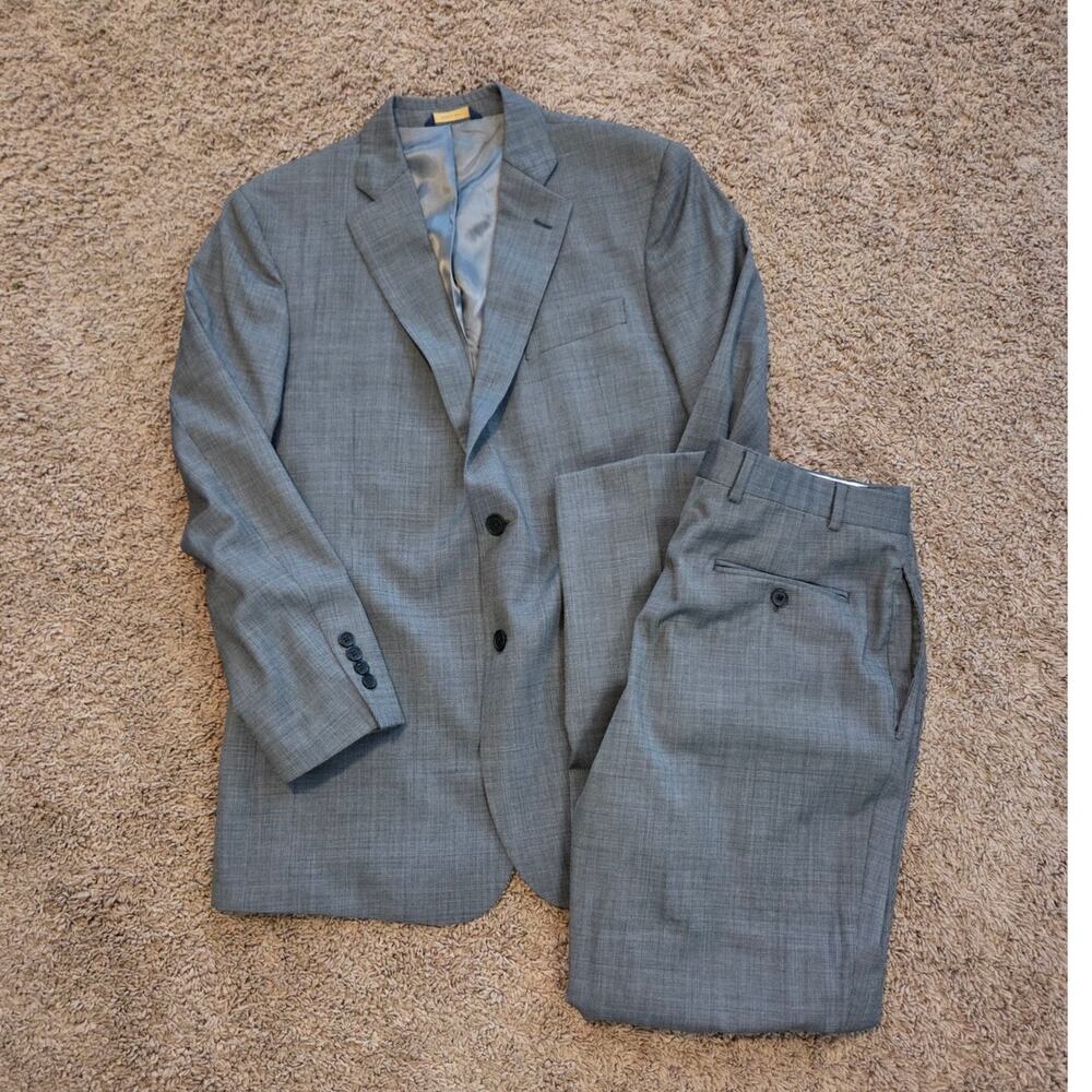 brooks brothers 100% wool fitzgerald fit tollegno suit blazer grey 44R 36 x 32